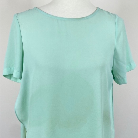 Topshop Blouse Short Sleeves Green Size 2 - Picture 3 of 9
